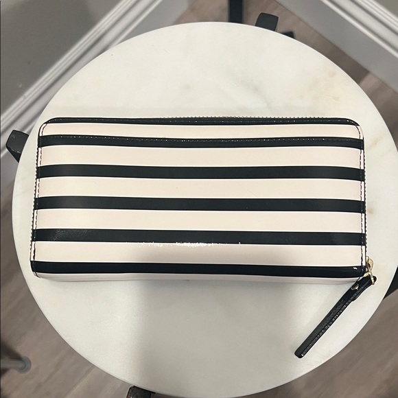 Kate Spade Black and Cream Striped Wallet - Picture 2 of 3